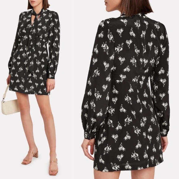 Re/Done Dresses & Skirts - Re/Done 60s Cowboy Printed Bow Silk Dress